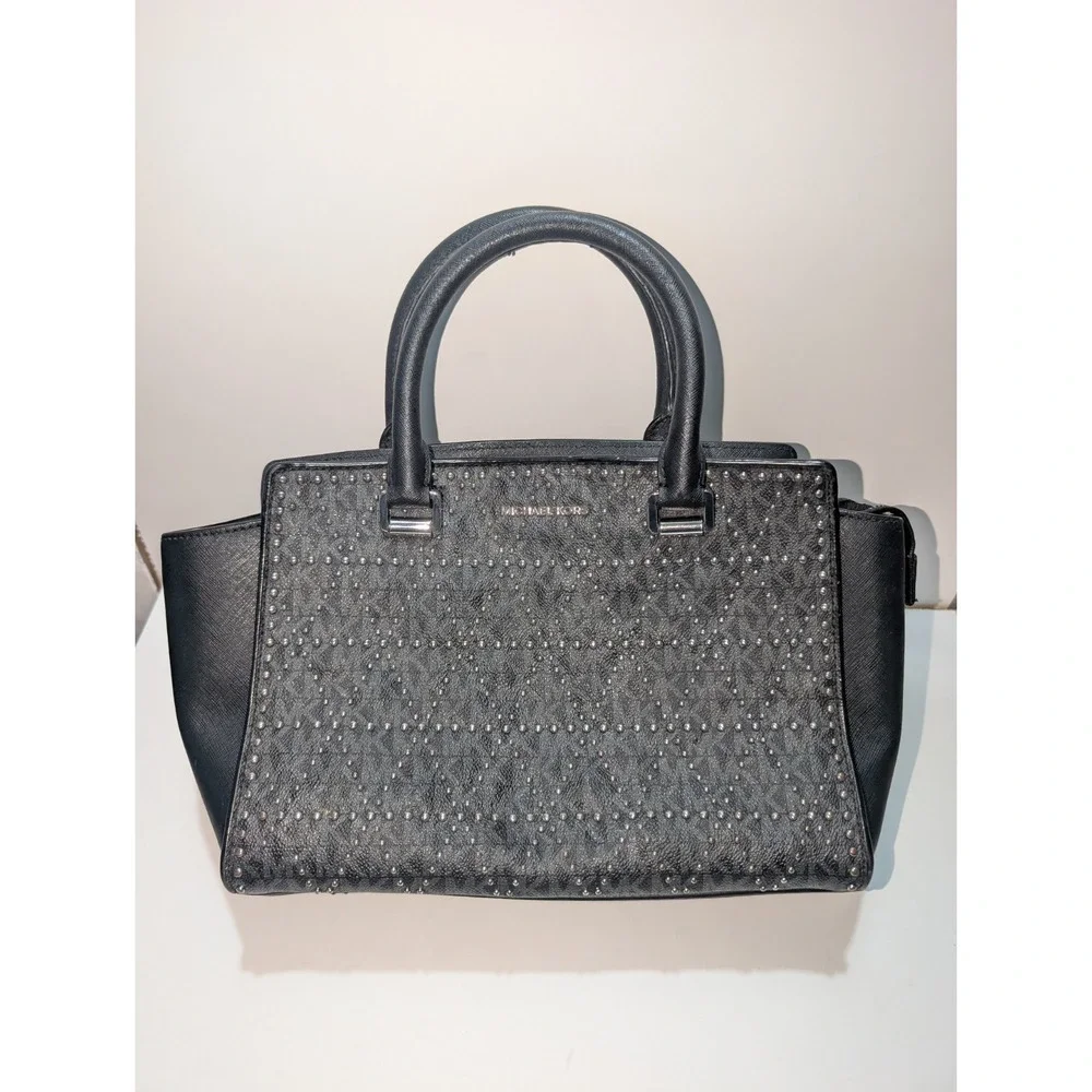 Michael Kors Selma Black Studded Hand Bag Cross Body‎ No Strap